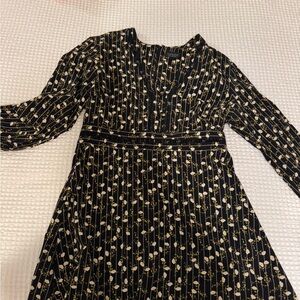 Topshop Black Dress with White Floral Design
